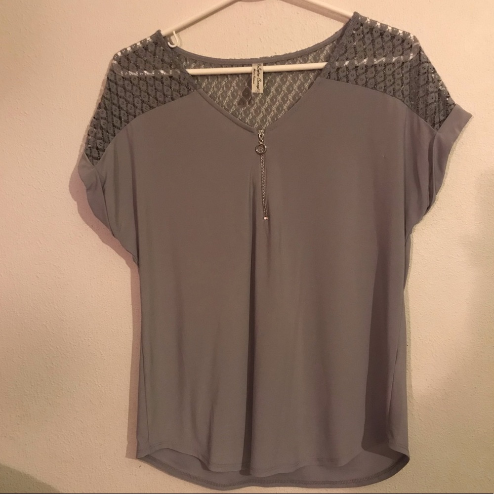 Short Sleeve Grey Shirt with Mesh